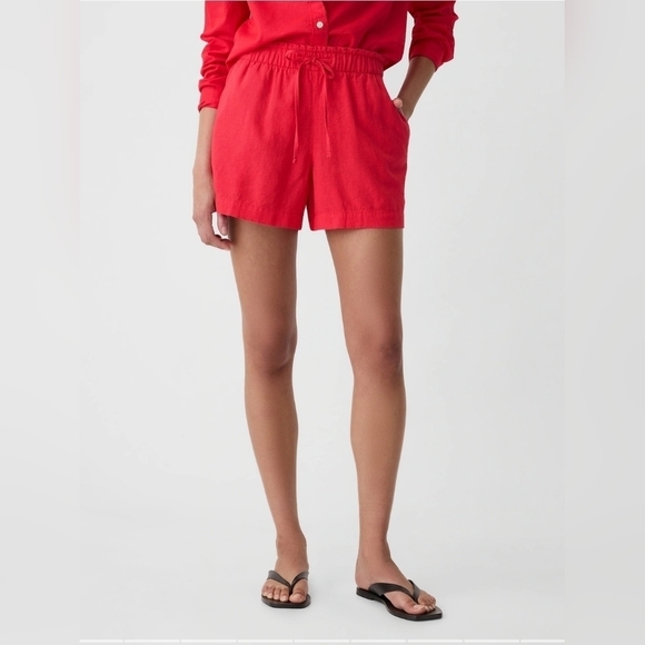 GAP Pants - Gap Mid Rise Easy Linen-Blend Pull-On Shorts with ties, front & back pockets XS